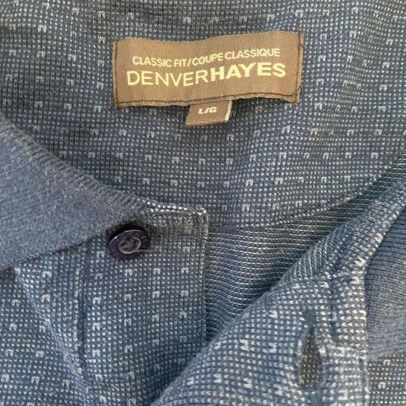 MENS DENVER HAYES Blue Printed Short Sleeve Casual Polo Shirt L - Picture 8 of 8